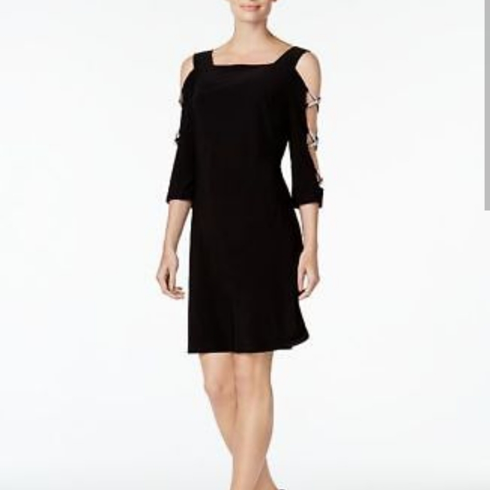 Black Sleeveless Cocktail Dress with Silver Accents